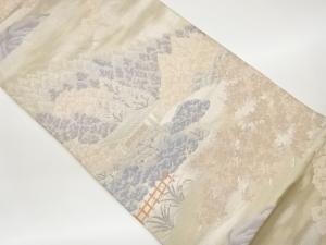 山に家屋紅葉模様織出し袋帯